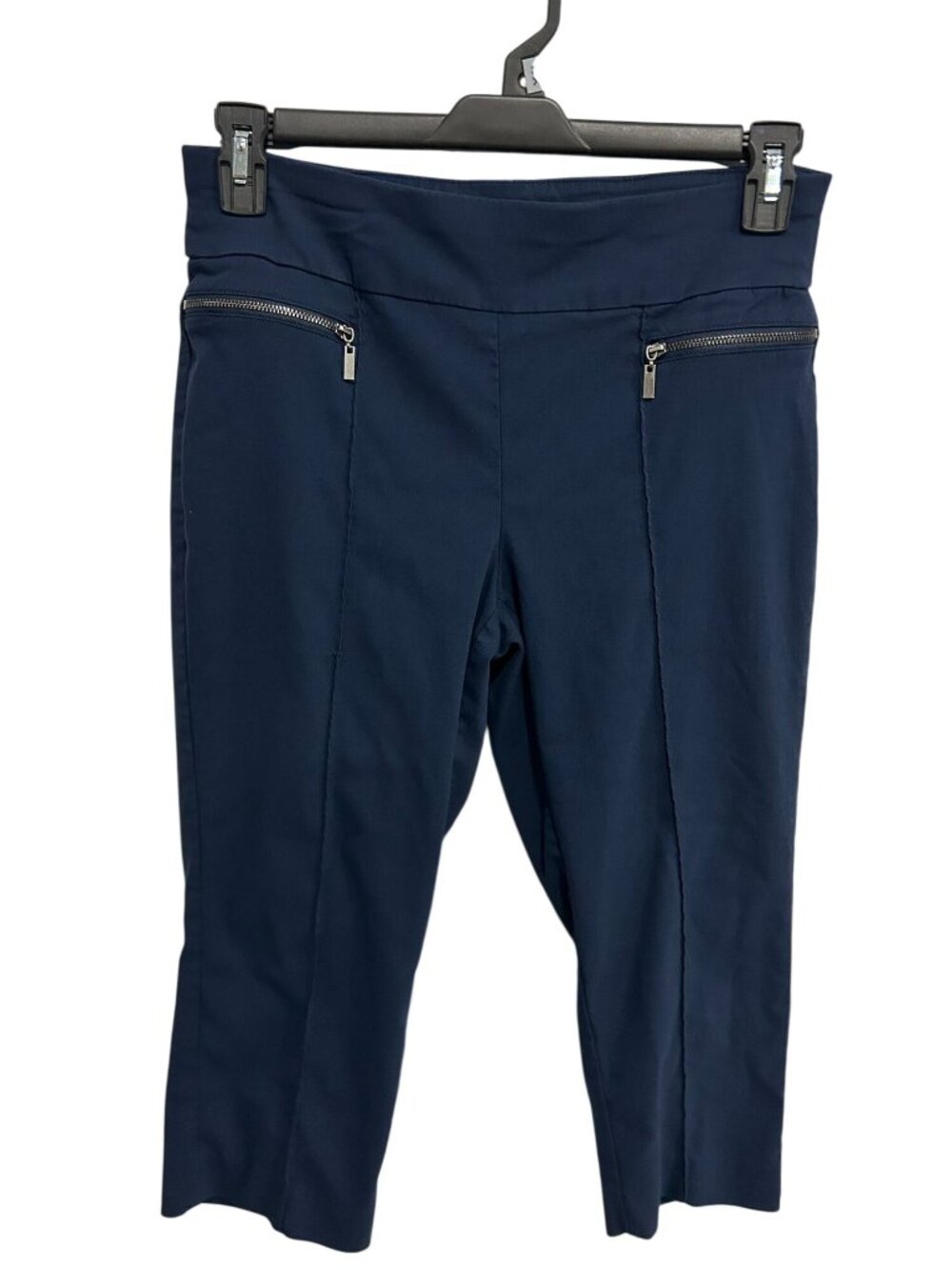 Style & Co Petite Large Navy Pull-on Capri Pants Zipper Pockets Minimalist Retro